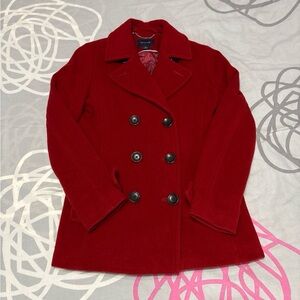 Lands’ End Red Peacoat